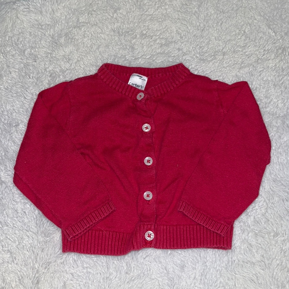 carters red button up blouse sweater 6 months baby girl